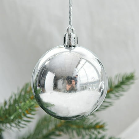 

TANGNADE 6pcs Christmas Tree Color Ball Pendant Silver Bright Plastic Electroplating Christmas Ball Decoration Wedding Decoration Supplies