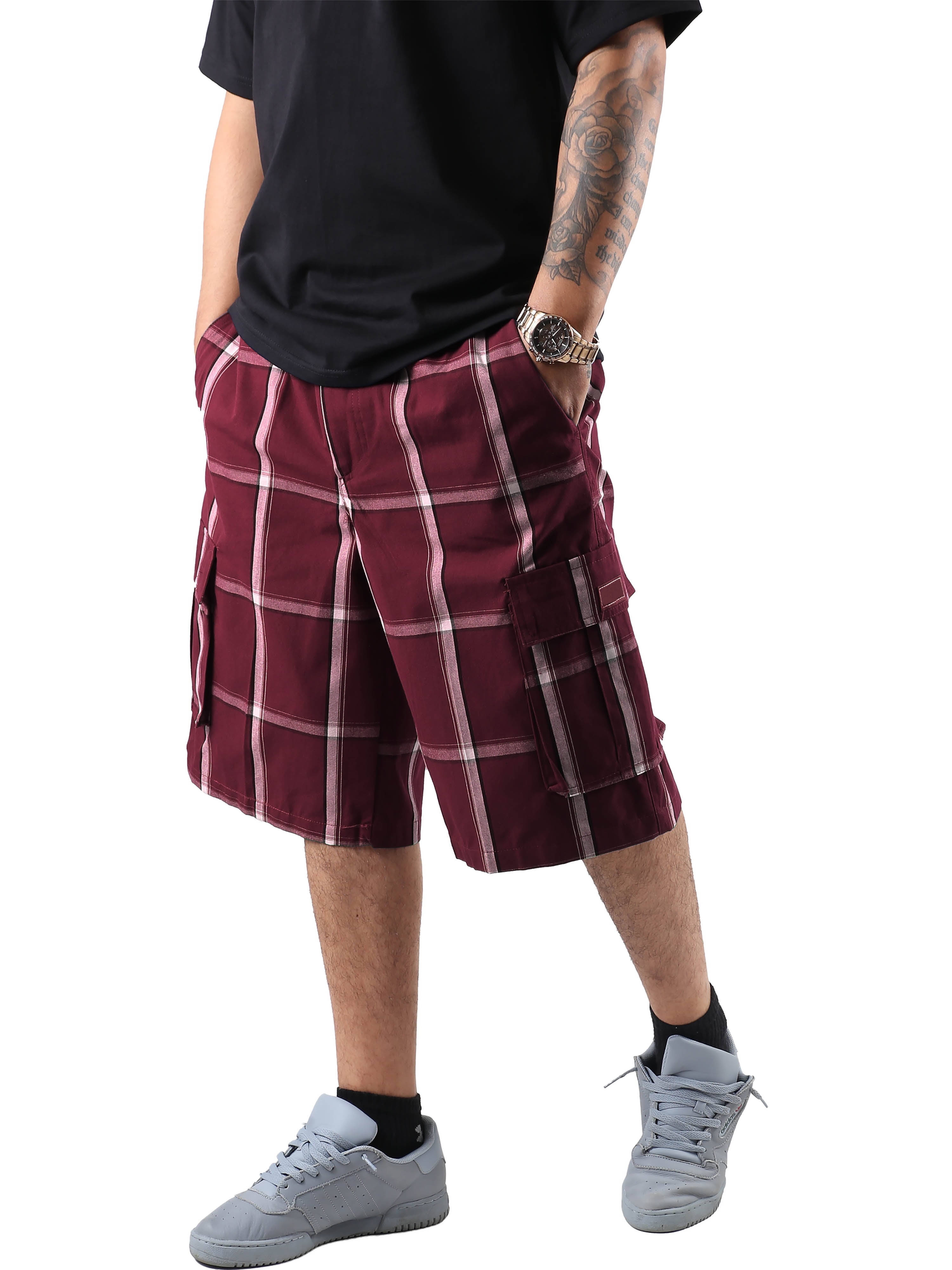 3XL New Men's Checker Plaid Shorts Loose Fitting Short Cotton Pants Size S 