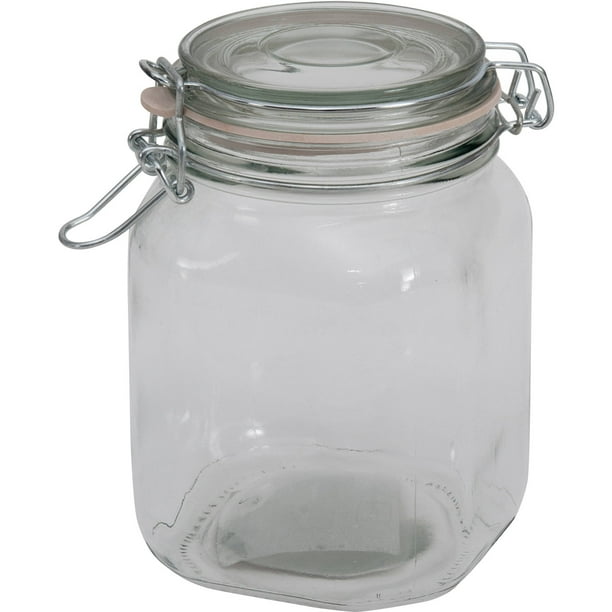 Mainstays 38 oz Clear Glass Jar with Clamp Lid
