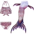 thumbnail image 1 of 3Pcs Mermaid Tails compatible Swimming compatible Girls Swimsuit Princess Bikini Costume Bathing Suits Set compatible Kids Gift_Gift Of G, 1 of 5