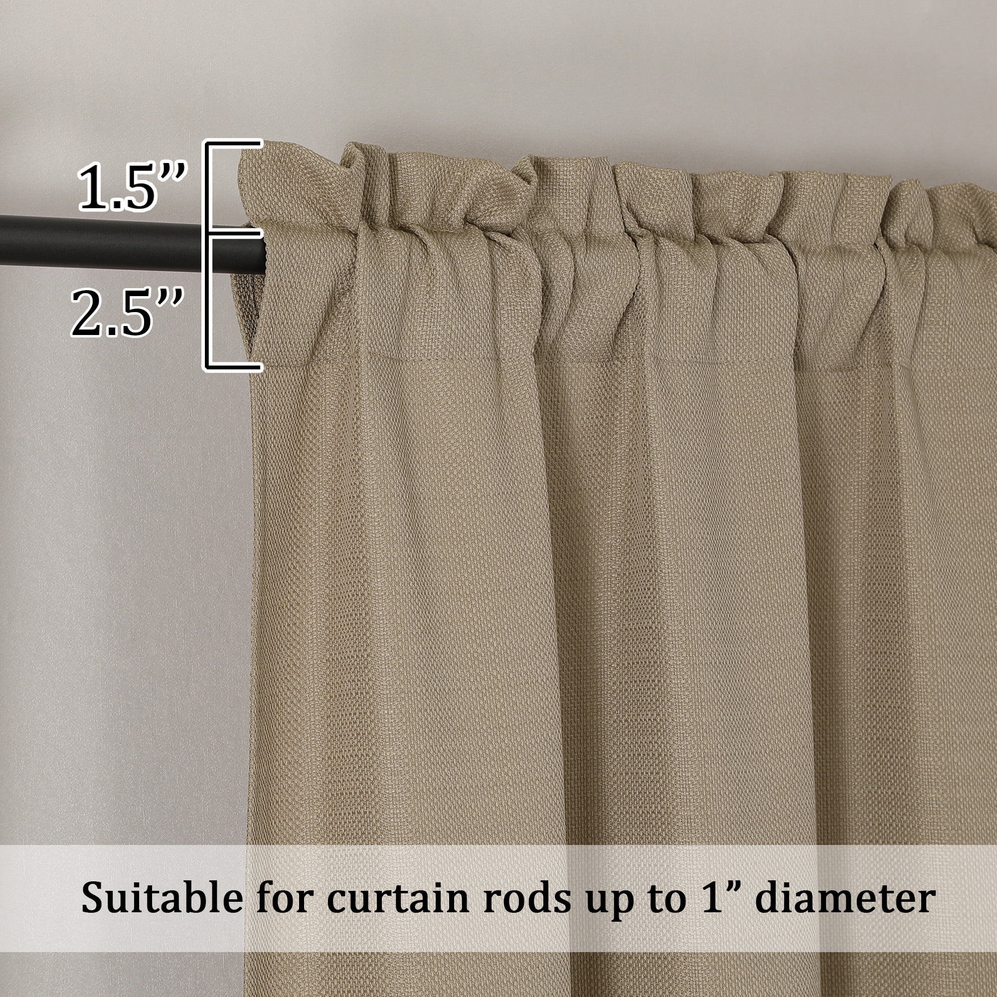 OVZME Bethany Camel Curtains 63 Inch Length 2 Panels, Solid Soft Airy Light Filtering Window Shades Faux Linen Textured Semi Sheer Farmhouse Curtains for Bedroom Living Room, Each 40"Wx63"L