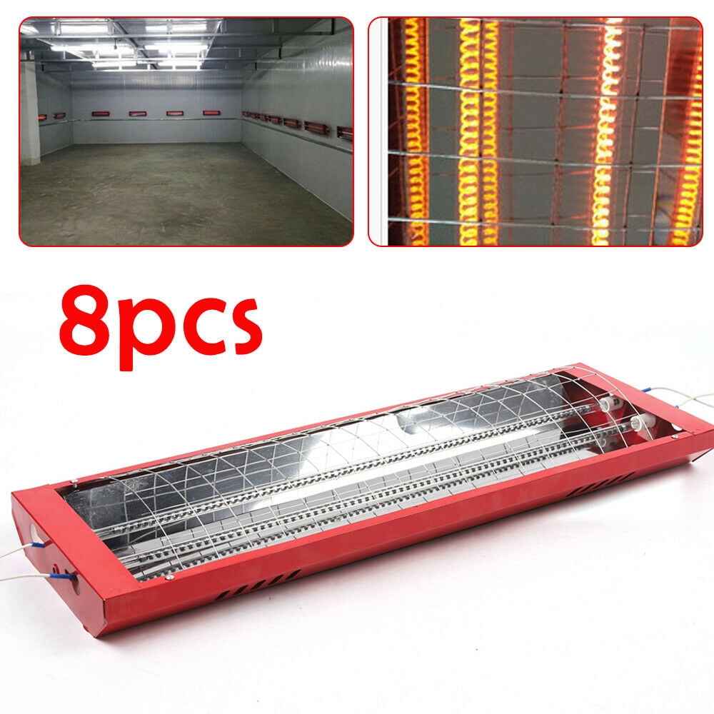 Miumaeov Paint Booth Heater 2000W 110V 8PCS Spray Baking Booth Light Heater Curing Lamp Heating Light for Automobile Paint Booths Furniture Paint Booths