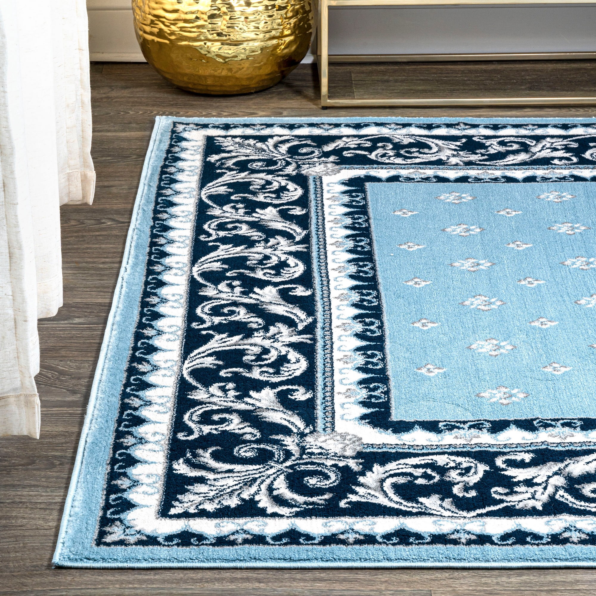 JONATHAN Y MODERN PERSIAN 4 x 6 Area Rug, Acanthus French Border - Blue/Navy, MDP504E-4