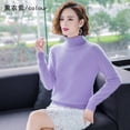 thumbnail image 2 of Suéter de cachemira 100 % de visón para otoño e invierno, jersey de punto para mujer, grueso, cálido, de color sólido, de talla grande, con solapa alta, 2 of 5