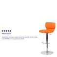 thumbnail image 6 of Merrick Lane Set of Two Swivel Bar Stools in Orange Vinyl with Vertical Stitched Back and Adjustable Chrome Base with Footrest, 6 of 15