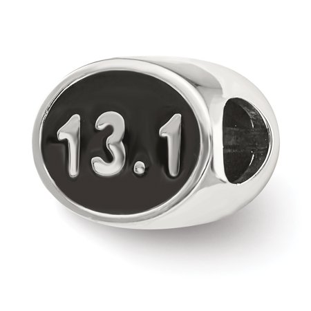 Enamel Sterling Silver Flower Beads - Lex & Lu Sterling Silver Reflections Black Enameled Half Marathon Bead