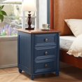 thumbnail image 3 of LELELINKY 3 Drawer Nightstand, Farmhouse Large Bedside End Table with Storage Drawers, Modern Wood Night Stand, Navy Blue, 3 of 8