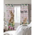 thumbnail image 3 of Easter Blackout Curtains 45 Inches Long, Spring Watercolor Bunny Eggs Flower Leaf Pink Plaid Thermal Insulated Black Out Curtains, Small Darkening Window Curtain for Cafe Bedroom 42"x45" 2 Panels, 3 of 9