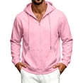thumbnail image 2 of Zip Up Hoodies for Men Fashion Fleece Long Sleeve Hooded Sweat Shirts Winter Casual Thermal Classic Fit Drawstring Hoodies Pink 2XL, 2 of 6