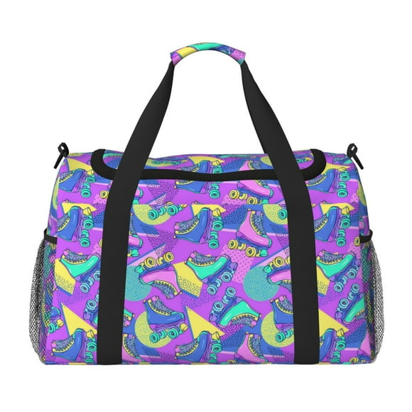 Disketp Disco Roller Skates Bolsa de Viaje Tipo Duffle, Bolso de Mano para Fin de Semana para Mujer, Bolsa de Gimnasio Ligera para Hombre, Esencial para Viajes