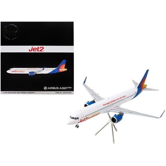 Airbus A321neo Commercial Aircraft "Jet2Holidays" (G-SUNB) White with Tail Graphics "Gemini 200" Series 1/200 Diecast Model Airplane by GeminiJets