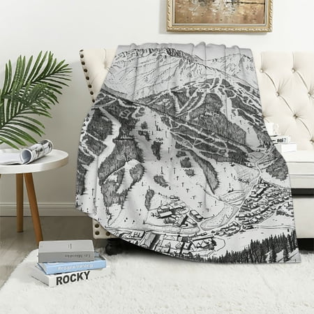 Feiri Whitefish Mountain Montana Ski Trail Blanket White