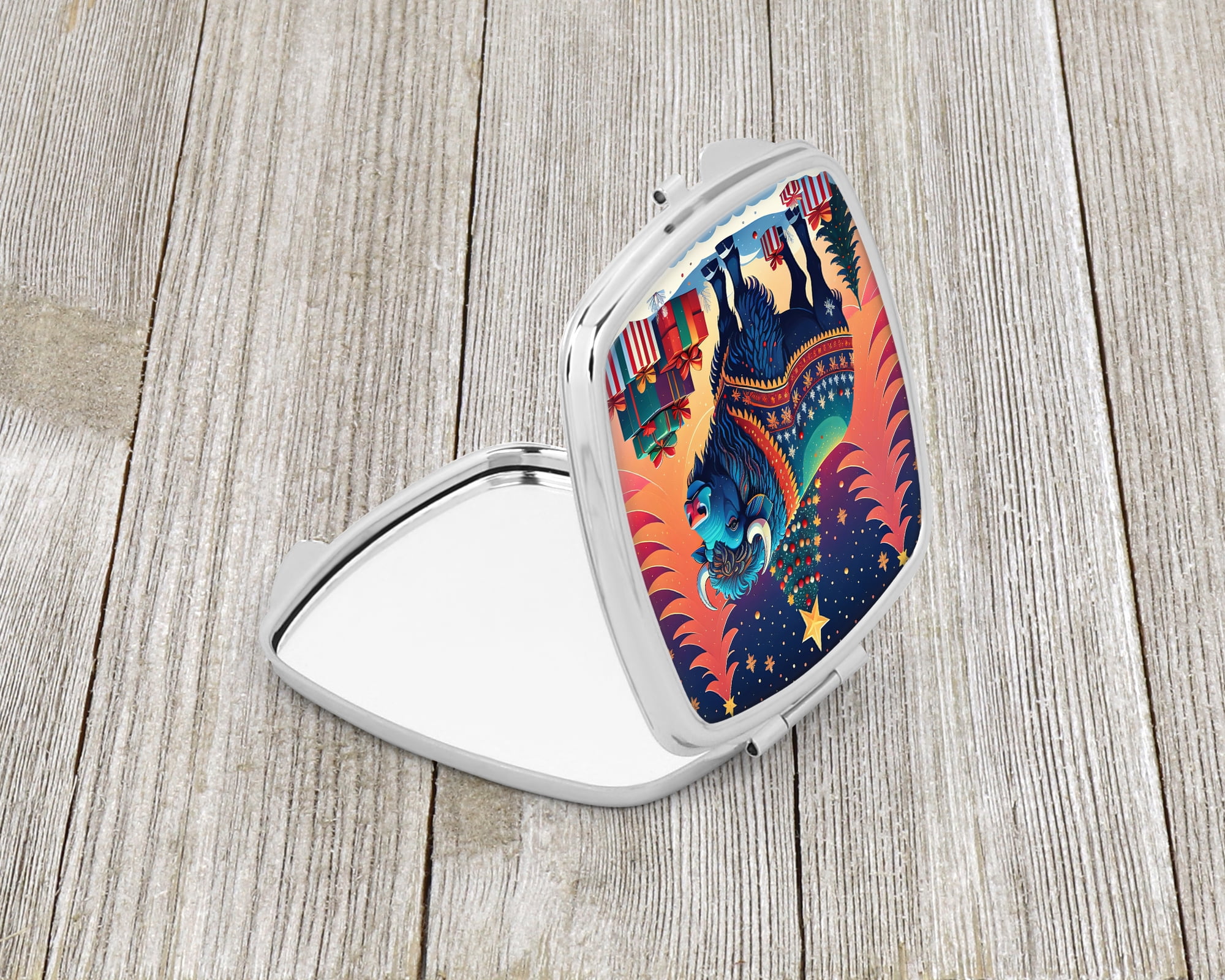 Buffalo Christmas Compact Mirror 2.75 in x 3 in