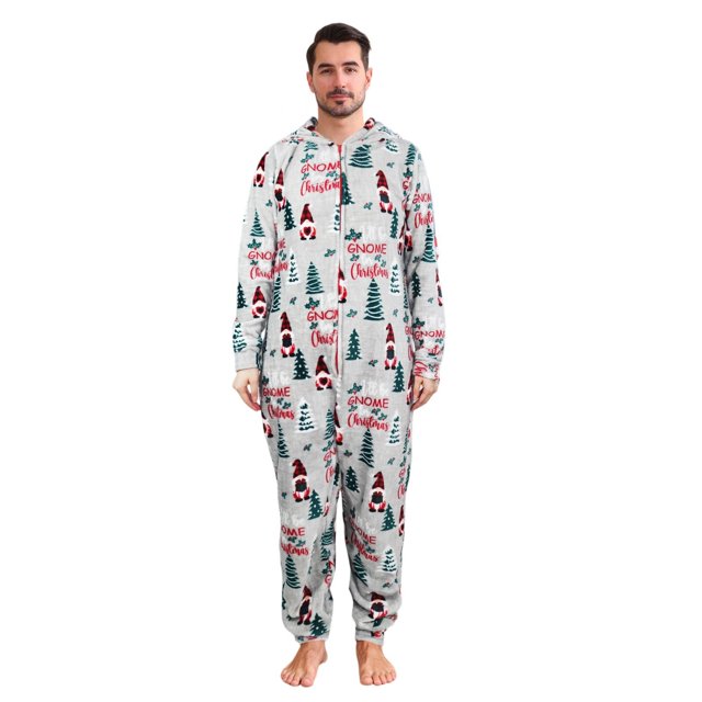 Nvse Christmas Reindeer Print Family Matching Hooded Long Sleeved Zippered Jumpsuit Set Unisex Onesie Novelty Printed One-piece Pajamas Women Men Hooded Jumpsuits Adult Nightwear Romper Holiday Pjs