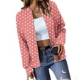thumbnail image 4 of Bomber Jacket Women Sevevn Women's Bomber Jacket Casual Polka Dot Print Long Sleeve Pocket Zipper Sweatshirts Coat, 4 of 6