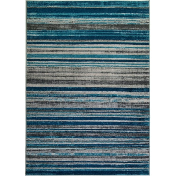 Ladole Rugs Comfortable Boston Collection Kensington Line Abstract Pattern Area Rug Carpet in Blue Ivory, 3x5 (2'7" x 4'11", 80cm x 150cm)