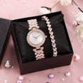 thumbnail image 5 of Conjunto de 2 piezas de reloj de mujer, reloj de pulsera para mujer, reloj de moda de tendencia, reloj de cuarzo con diamantes de imitación, 5 of 5