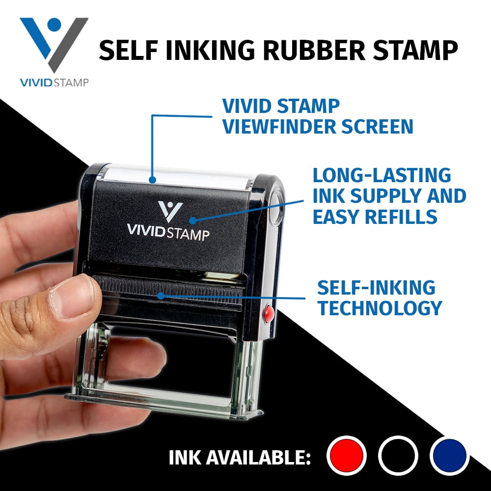 Vivid Stamp Basic Closed Self Inking Rubber Stamp (Black Ink) - X-Large