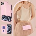 thumbnail image 2 of Crossbody for iPhone 16 Pro Max Wallet Case,Magnetic Closure Flip Card Slots RFID Blocking,Detachable Long Shoulder Chain & Wrist Lanyard,Shockproof PU Leather Phone Case,Pink, 2 of 9