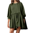 thumbnail image 2 of Bixock Plus Size Dresses for Women,Women's Dresses,Dresses for Women Round Neck 3/4 Sleeve Sweatshirt Dress Casual Mini Length Pullover Dresses, 2 of 5