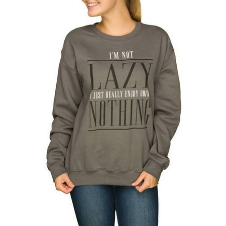 Juniors' Sarcastic Graphic Crewneck Pullover Sweater