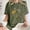 Army Green, variant on Summer Flannel Shirt Women Fashion Summer Round Neck Drop Sleeves Short Sleeve Flower Printing Black L