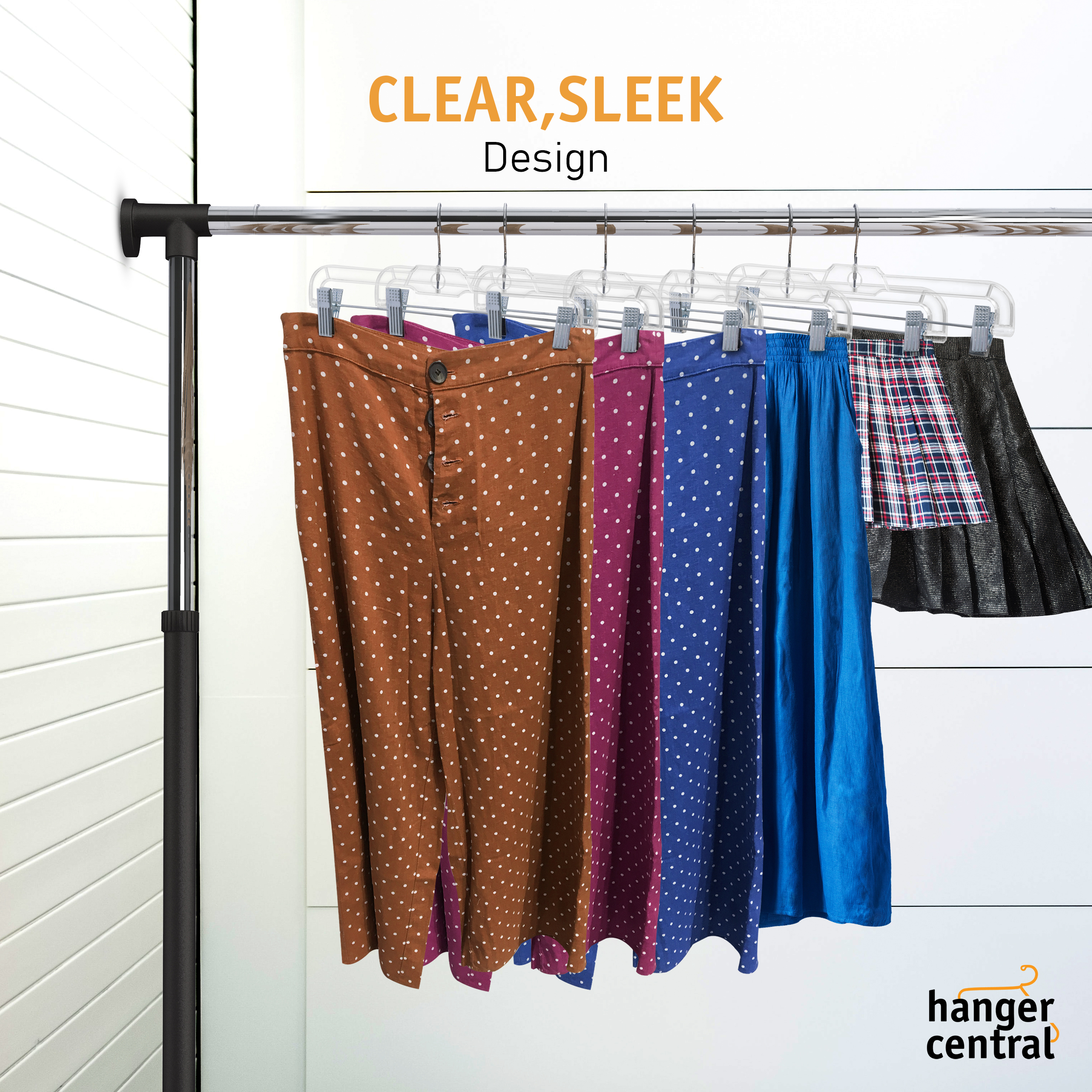 Hanger Central Clear Skirt Hangers with Adjustable Clips, 12-Pack photo 5