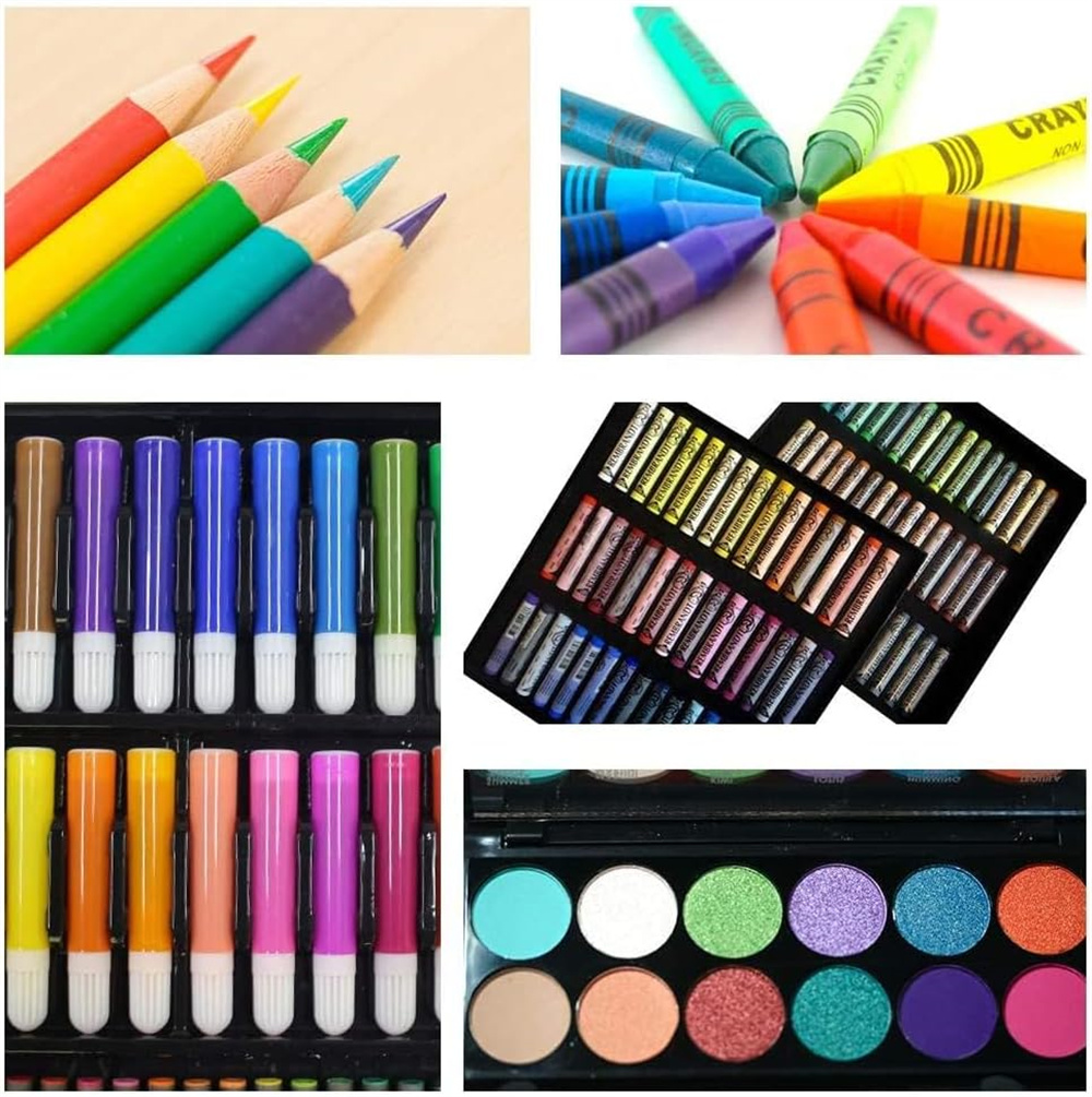 NOGIS Deluxe Art Set For Kids - Ideal Beginner Artist Kit Includes 150 Pieces - Watercolor, Crayons, Colored Markers, Color Pencils and More, Makes a Great Gift for Children and Adults
