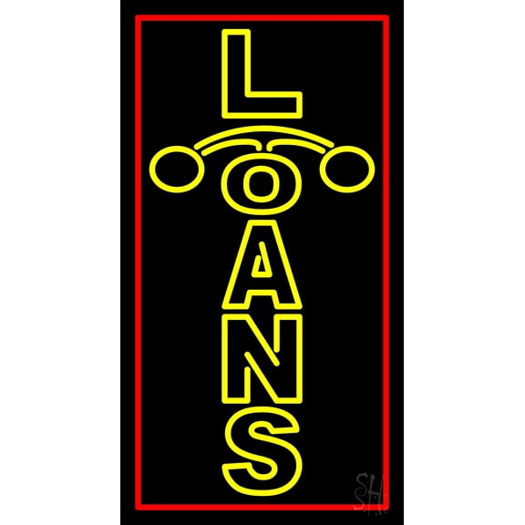 Double Stroke Loan With Red Border LED Neon Sign 24 x 13 - inches, Black Square Cut Acrylic Backing, with Dimmer - Bright and Premium built indoor LED Neon Sign for Defence Force.