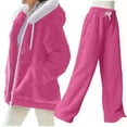 thumbnail image 2 of HongQid Womens 2 Piece Sweatsuit Set Sherpa Winter Coats Fleece Zip Up Jackets Warm Plush Hooded Plus Size Winter Coats Oversized Fuzzy Jackets with Pants, 2 of 9