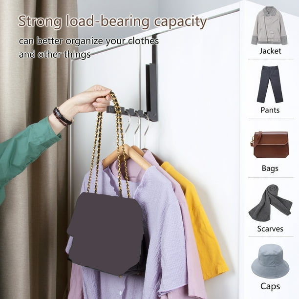 Neinkie Over The Door Closet Valet - Single Hook Retractable Collapsible  Folding Hanging Rack Organizer Perfect for Clothes & Towels Ideal for  Bathrooms, Dorm Rooms Etc 