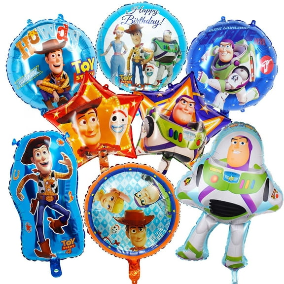 Character Themed Birthday Party Foil Balloon Bouquet, Set of 8