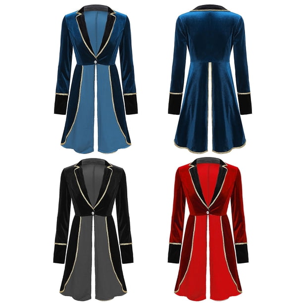 Disfraz de maestro de ceremonias de circo para mujer, chaqueta de terciopelo de manga larga, abrigo, disfraz de carnaval, traje de fiesta rave, Halloween