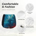 thumbnail image 6 of Lsque Tower And Red Roses Printed Women's Running Shorts with Liner Pockets,Elastic Quick Dry Workout Athletic Gym Yoga Shorts,Womens High Waist Shorts-Medium, 6 of 9