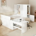 thumbnail image 3 of Generic Full size Wooden Platform Bed with 6 Drawers, Shelves, desk and Wardrobe, White, 3 of 9