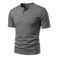 thumbnail image 4 of OIOLOYJM Short Sleeve Henley Shirt for MenMesh Lightweight Breathable Athletic Work T-Shirts Casual Basic Summer Running Gym Workout Tee Shirt Dark Gray 2XL, 4 of 4