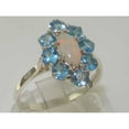 thumbnail image 2 of LBG British Made 18k White Gold Opal & Blue Topaz ring Womens Statement Ring - 33 size options - Size 11.75, 2 of 6