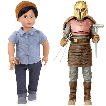 Franco 18 inch Non-posable Boy Regular Fashion Doll + The Black Series The Armorer Toy 6-Inch Scale The Mandalorian Collectible Action Figure, Pack of 2