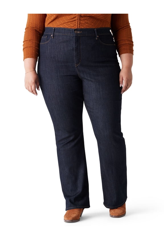 Women's and Women's Plus High Rise Bootcut Jeans, Inseams: 30", 32", 34", Sizes 2-26