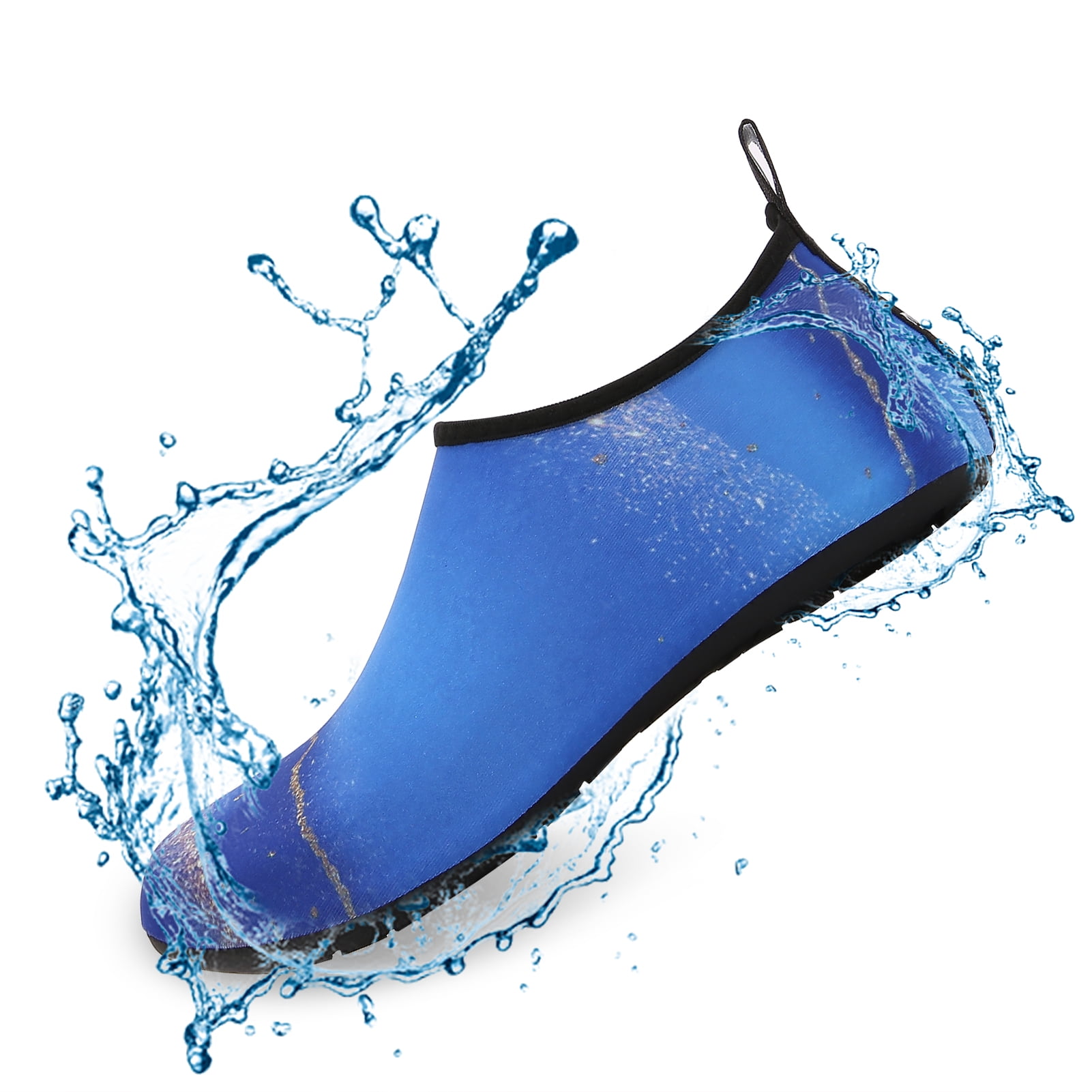 Men and Women a Slip On Barefoot Quick-Dry Beach Aqua Yoga Water Shoes (Glitter/Blue Gold, 4-5 Women)