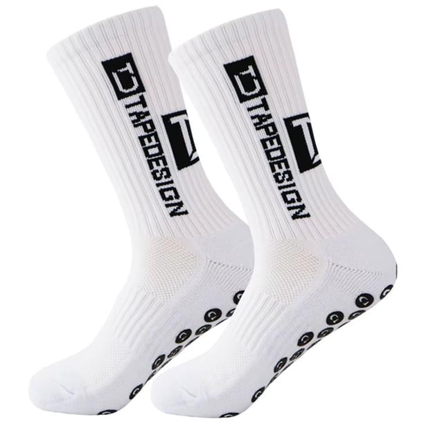 Calcetines de fútbol acolchados SpotWhite 2Pares Blanco 6-12.5US TapeDesign Calcetines Tubo Medio Algodón.