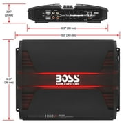 BOSS Audio Systems Phantom PF1800 1800W 4-Channel Car Amplifier, Class A-B, Mosfet Power Supply, 2-4 Ohm Stable, Black, 10.6 lbs
