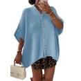 thumbnail image 3 of Women Oversized Cardigan Sweaters Short Sleeve Button Down Casual Lightweight Loose Knit Cardigans, 3 of 6