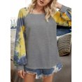 thumbnail image 4 of Camiseta de mujer Tie Dye Costura impresa Top Cuello redondo Manga larga Blusa de otoño Sudadera informal, Gris, L Advancent AP003999-11, 4 of 7