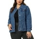 thumbnail image 1 of Chaqueta de mezclilla para mujer de tallas grandes Agnes Orinda, con botones y costuras, abrigo de mezclilla lavado, L azul mezclilla, 1 of 8