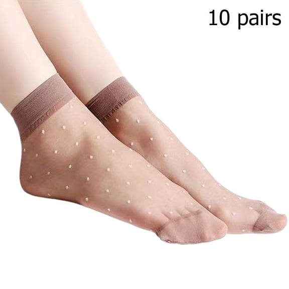 QENASHAING Sheer Polka Dot Ankle Socks, 10-Pair Pack, Breathable Thin Design for All-Day Comfort, Perfect for Work, Casual Wear, and Everyday Outfits