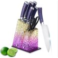thumbnail image 1 of Kitchen Knife Set, 7 PCS Cooking Knife Set with Block, Sharp Stainless Steel Knives Set with Ergonomic Handle, Professional Chef Knife Set for Home Family Restaurant (Purple), 1 of 8