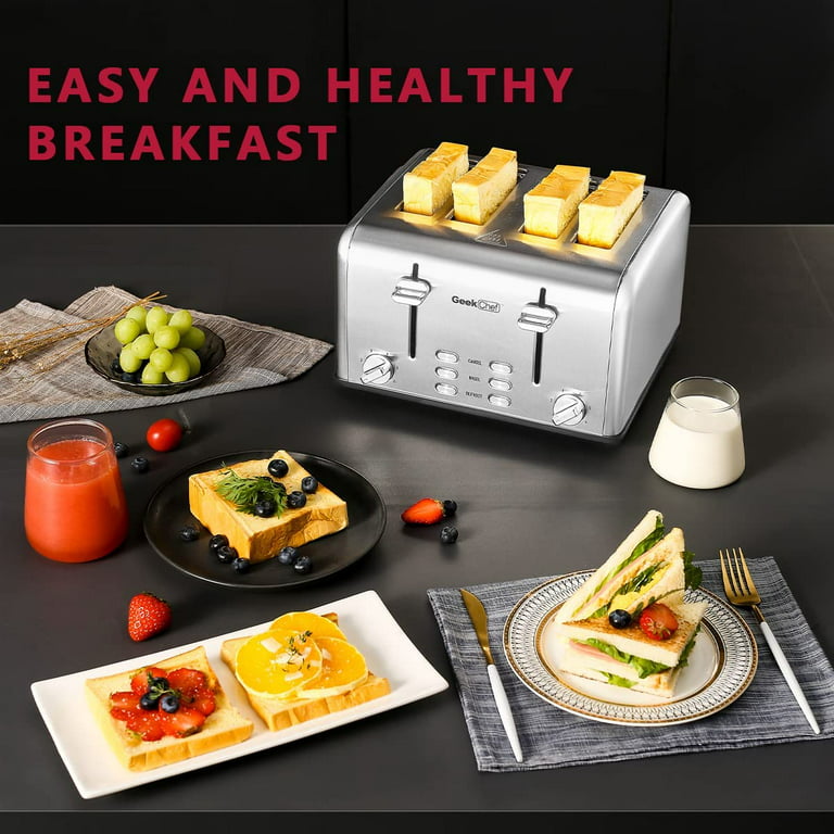 Commercial 4-SLICE TOASTER 1.5 Inch Slots Toasted Bread Bagels Waffles  Machine