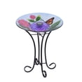 thumbnail image 2 of Hi-Line Gift Solar LED Glass Bird Bath with Stand, Floral, 2 of 5