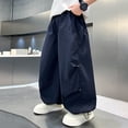 thumbnail image 4 of Swanpen Boys Cargo Pants Elastic Summer Loose Fit Lightweight Trousers, Drawstring Sweatpants for Kids 5-15Y Navy, 4 of 6